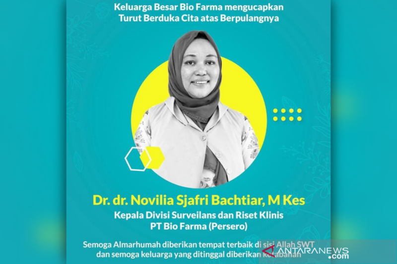 Ketua uji klinis vaksin dari Bio Farma dr Novilia Sjafri berpulang