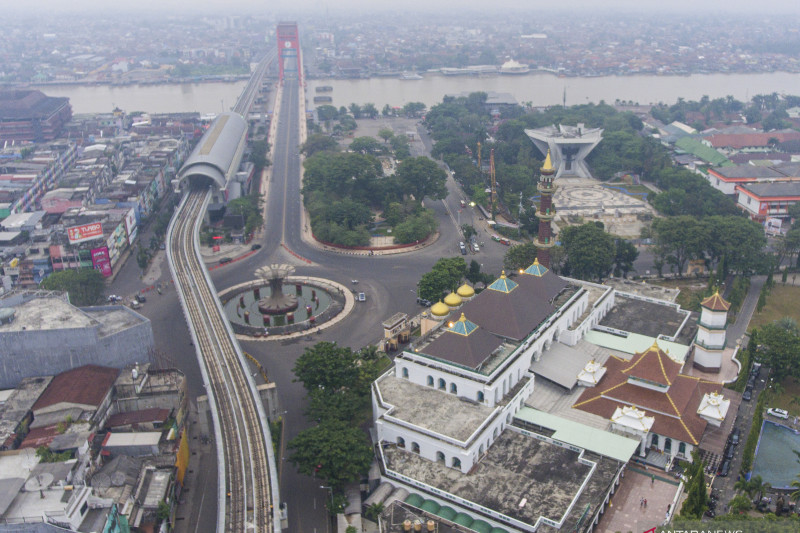 Suasana pusat kota Palembang saat Idul Adha