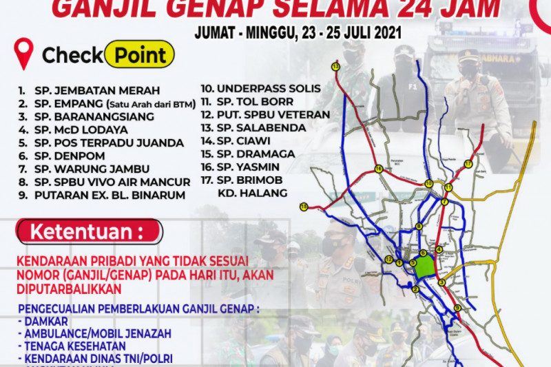 Polresta Bogor Kota siapkan 17 titik penyekatan kendaraan bermotor