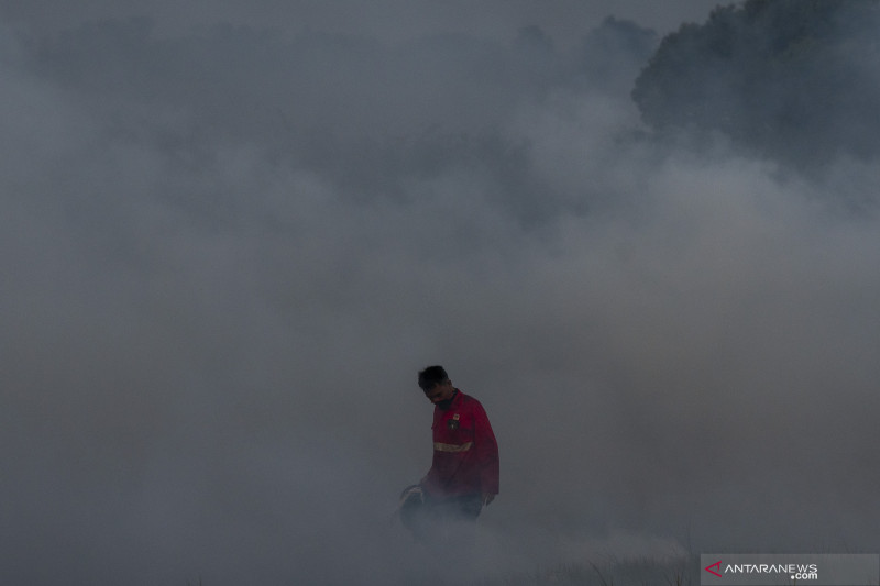 Pemadaman Kebakaran Lahan di Desa Rawa Jaya Pemulutan