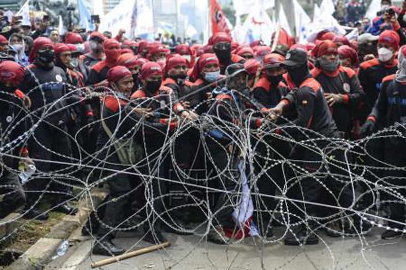Aksi buruh di Jakarta
