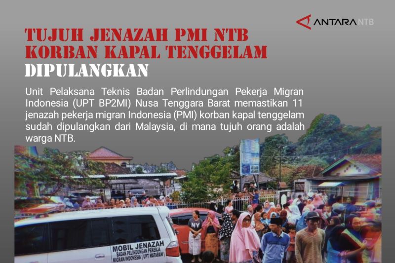 Ini jadwal kedatangan jenazah tujuh PMI NTB korban kapal tenggelam di Malaysia