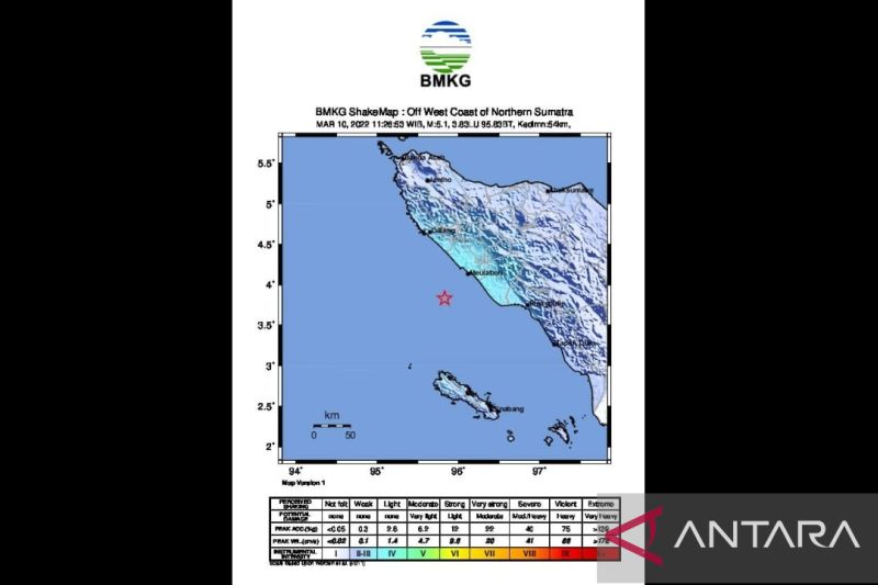 Gempa 5,1M guncang Aceh barat saat lempeng Indo-Australia tenggelam: BMKG