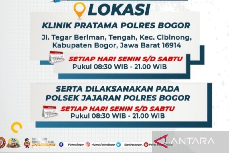 Polres Bogor buka gerai vaksinasi di setiap kantor Polsek hingga malam