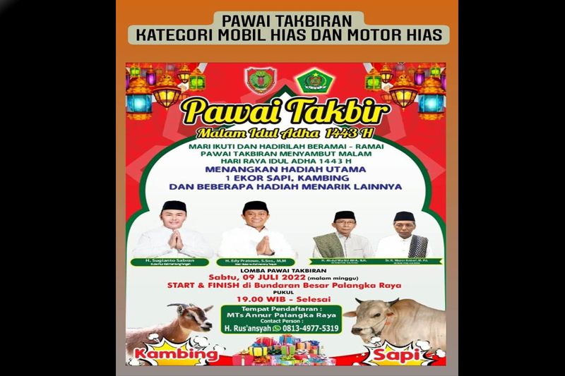 Pawai takbiran idul adha 2022 di kalteng berhadiah sapi dan kambing