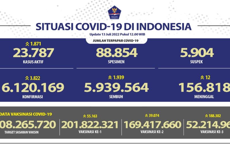 Kasus harian positif COVID-19 nasional bertambah 3.822 kasus