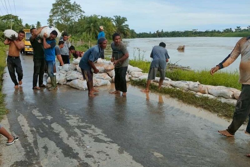 Pesisir Aceh Tamiang Dilanda Banjir Kiriman, Warga Gotong Royong Bangun ...