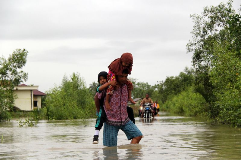 FOTO - Banjir rob di Rokan Hilir