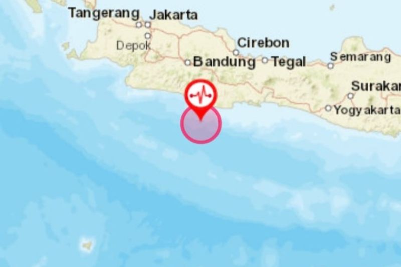 Gempa bumi magnitudo 5,3  di perairan Pangandaran, dirasakan hingga Sukabumi