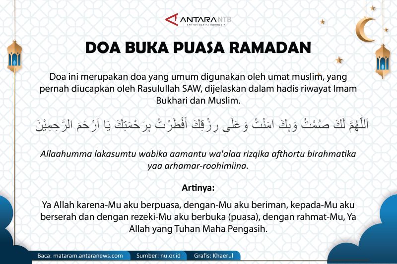 Bacaan Doa Buka Puasa yang Shahih: Arab, Latin, dan Artinya - ANTARA