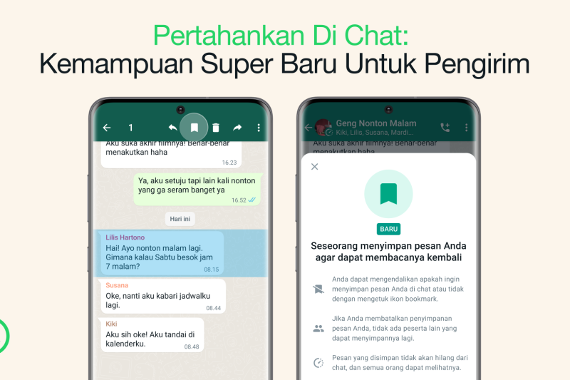 WhatsApp kenalkan fitur “simpan pesan” untuk mudahkan pengguna