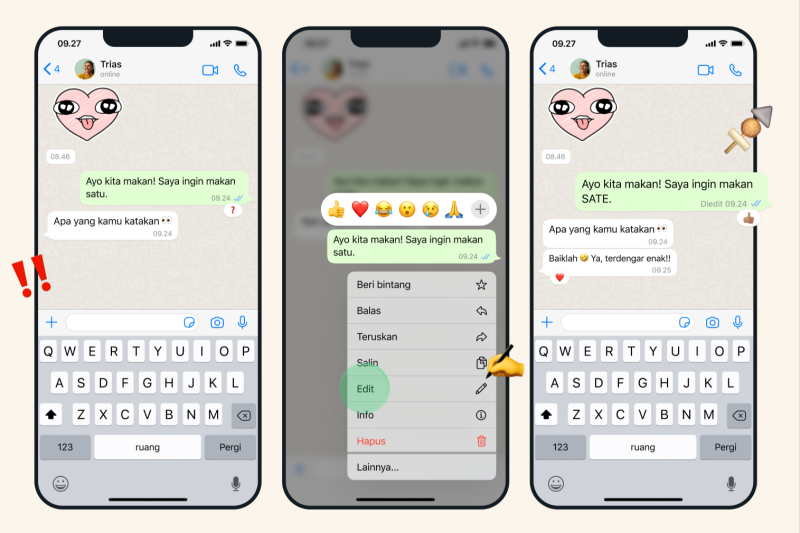 WhatsApp resmi rilis fitur “edit” untuk pesan terkirim