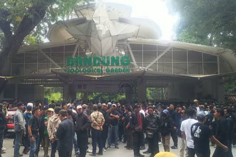 Ratusan orang berkumpul di Kebun Binatang Kota Bandung tolak penyegelan