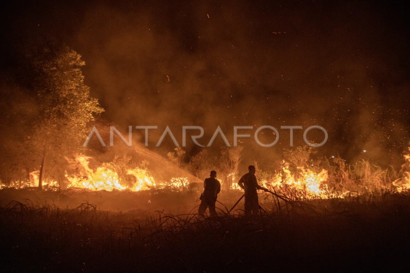 Pemadaman kebakaran lahan di Pemulutan