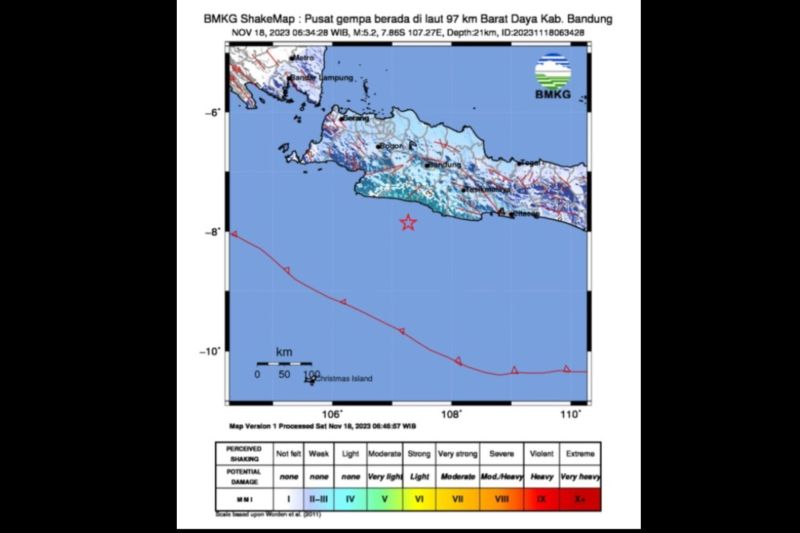 Gempa di pantai selatan Cianjur M 5,2 dipicu aktivitas subduksi lempeng