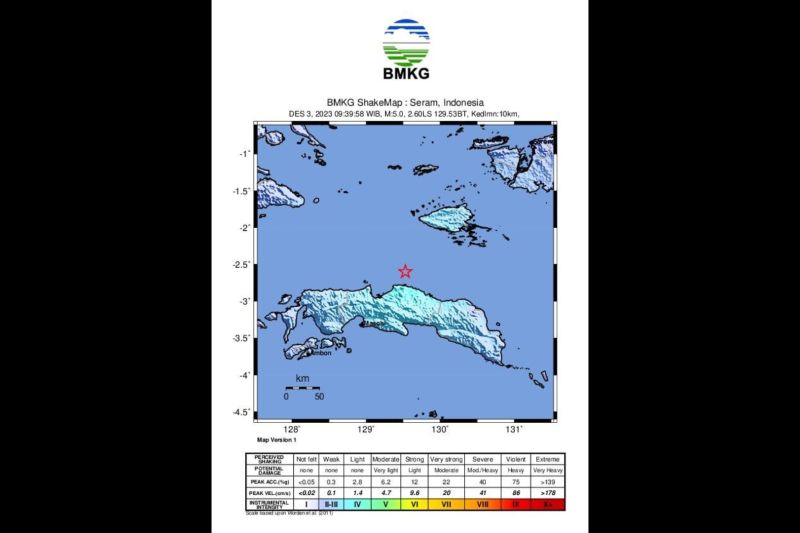 Bmkg Gempa M5 0 Guncang Laut Seram Dipicu Aktivitas Sesar Seram Utara