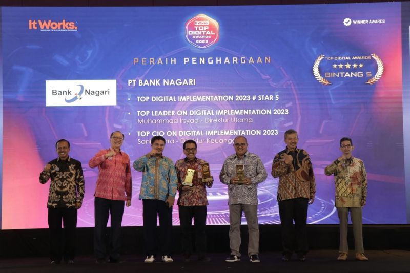 Bank Nagari raih tiga penghargaan Top Digital Awards 2023