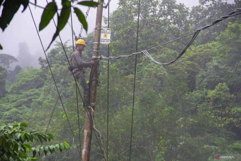 Perbaikan kabel jaringan listrik pascabencana alam di Limapuluh Kota
