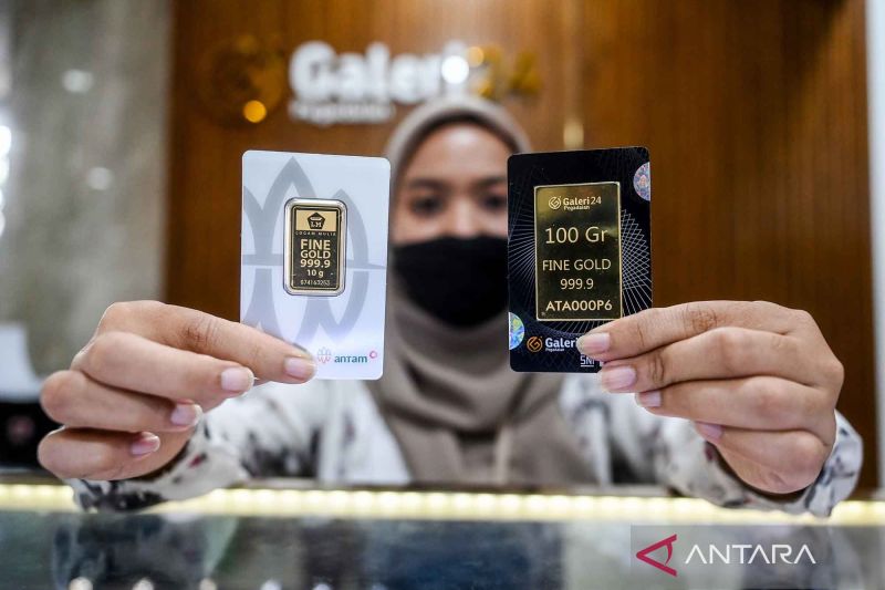 Harga emas Antam Selasa pagi naik Rp6.000 jadi Rp1,333 juta per gram