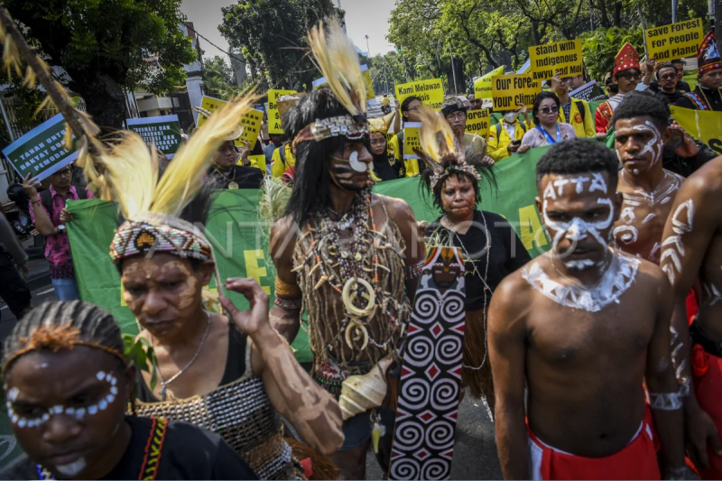 Aksi perwakilan suku Awyu Papua dan suku Moi