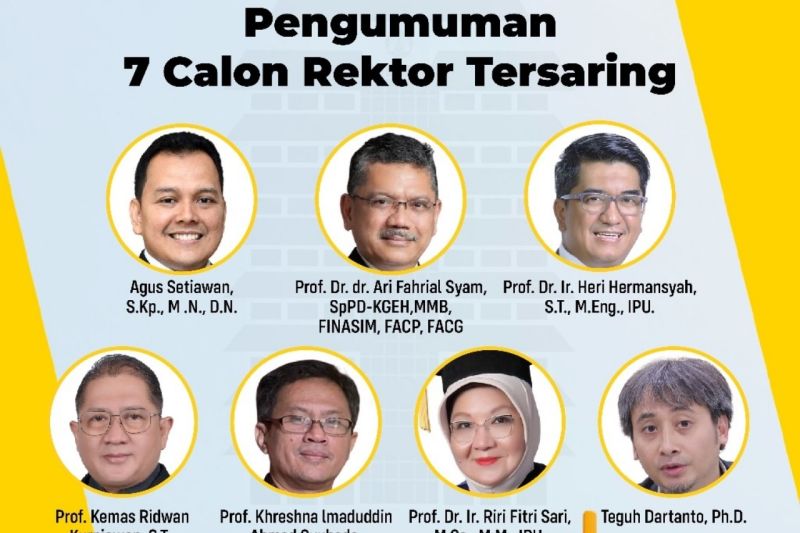 Tujuh calon rektor UI tersaring untuk periode 2024--2029