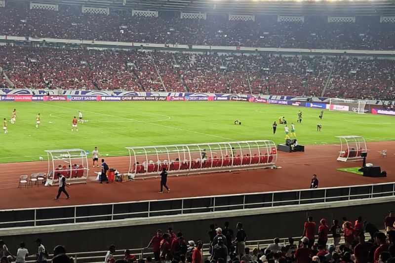 Timnas Indonesia dan Australia bermain tanpa gol di babak pertama