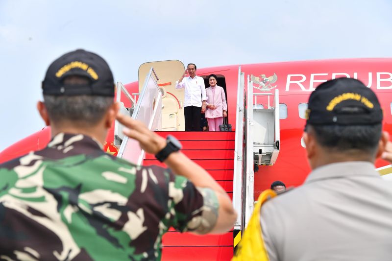 Presiden Jokowi kembali ke IKN hadiri kegiatan Nusantara TNI Fun Run