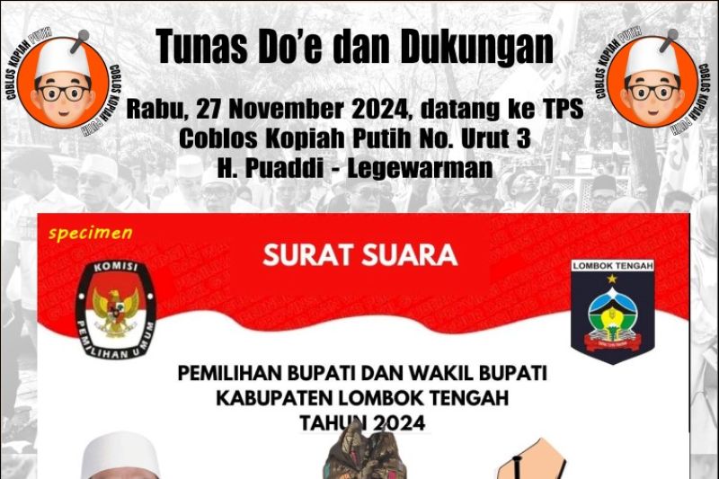 Visi-misi Calon Bupati Lombok Tengah Puaddi dan Wakil Bupati Lombok Tengah Legewarman (Puad-Lege)