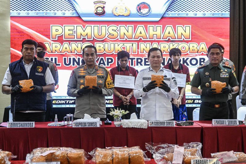 Pemusnahan 49kg sabu di Polda Sumatera Selatan