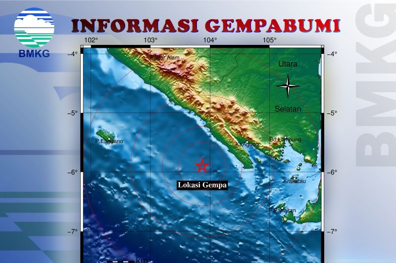 Gempa magnitudo 4,7 guncang wilayah perairan Pesisir Barat, Lampung