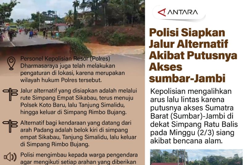 Polisi siapkan Jalur alternatif akibat putusnya akses sumbar-jambi