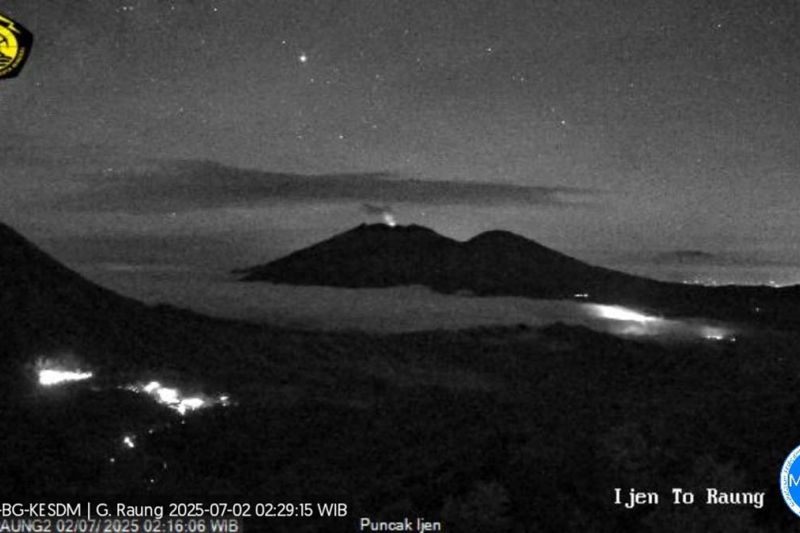 Gunung Raung hari ini kembali erupsi dengan letusan setinggi 500 meter