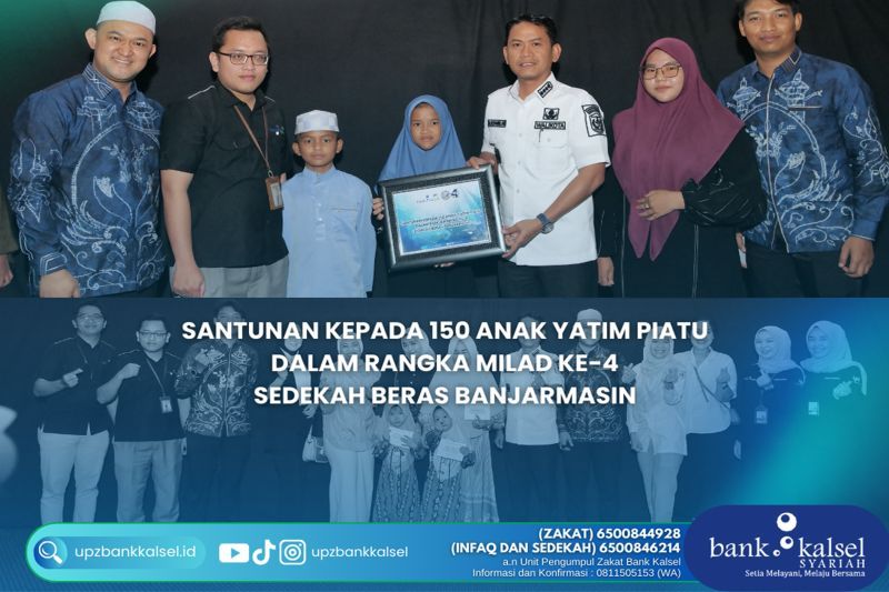 Bank Kalsel santuni 150 anak yatim piatu di Milad Ke-4 Sedekah Beras Banjarmasin