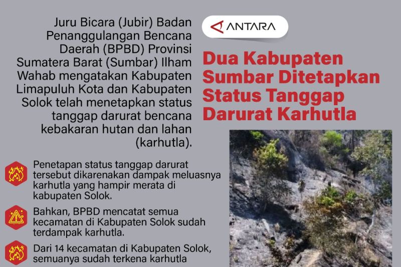 Dua kabupaten Sumbar ditetapkan status tanggap darurat karhutla