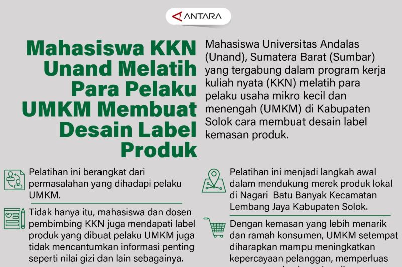 Mahasiswa KKN Unand melatih para pelaku UMKM membuat desain label produk