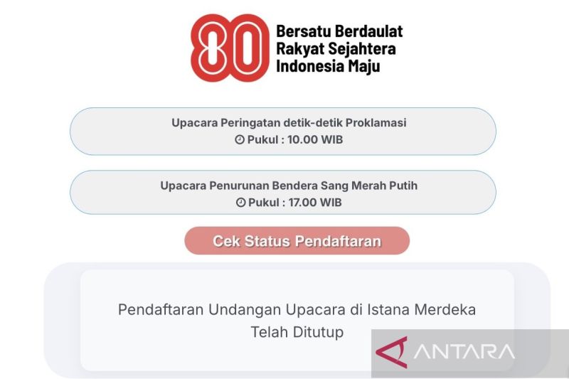Istana buka laman pendaftaran upacara HUT Ke-80 RI di Istana Merdeka