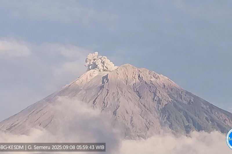 Gunung Semeru hari ini delapan kali erupsi pada Senin pagi