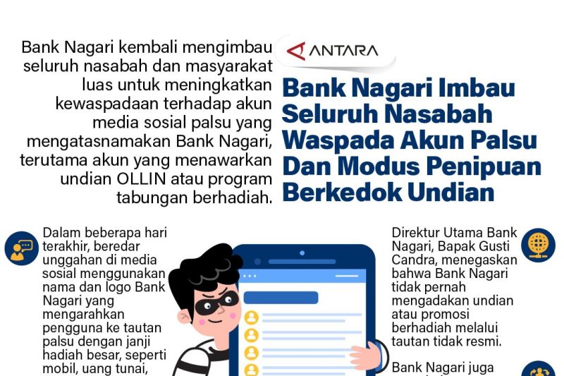 Bank Nagari imbau seluruh nasabah waspada akun palsu dan modus penipuan berkedok undian