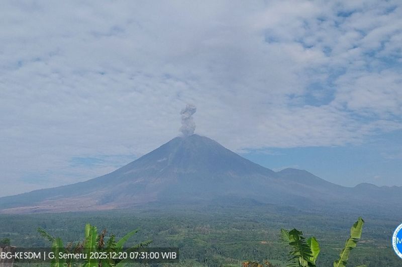 Gunung Semeru hari ini kembali erupsi dengan letusan setinggi 1.000 meter