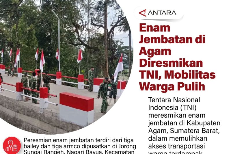 Enam Jembatan di Agam Diresmikan TNI, Mobilitas Warga Pulih