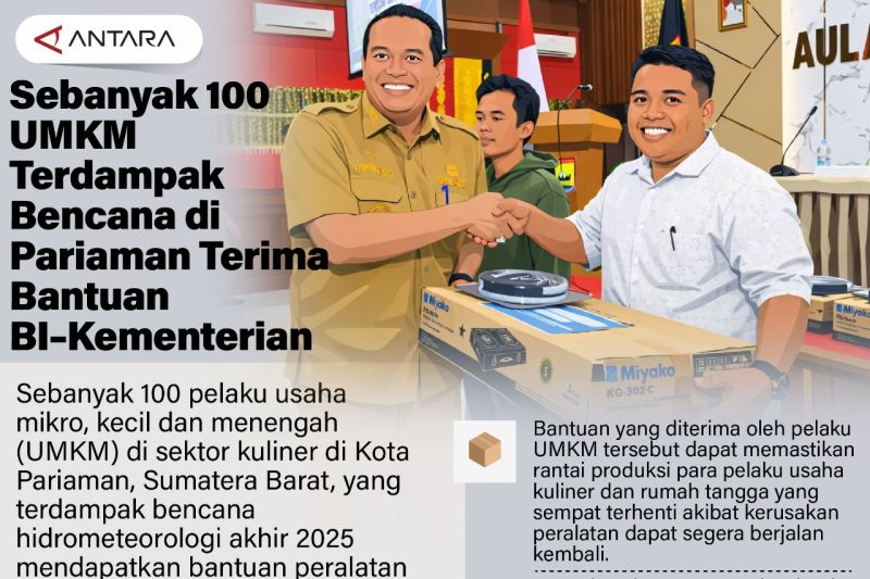 Sebanyak 100 UMKM Terdampak Bencana di Pariaman Terima Bantuan BI–Kementerian