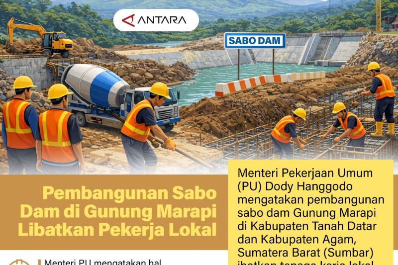 Pembangunan Sabo Dam di Gunung Marapi Libatkan Pekerja Lokal
