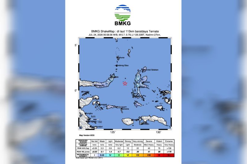 BMKG: Gempa M5,8 di Ternate akibat aktivitas subduksi