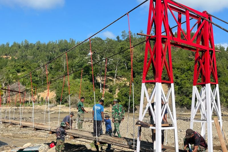 Satgas PRR: TNI bangun jembatan gantung di Kampung Reje Payung Aceh