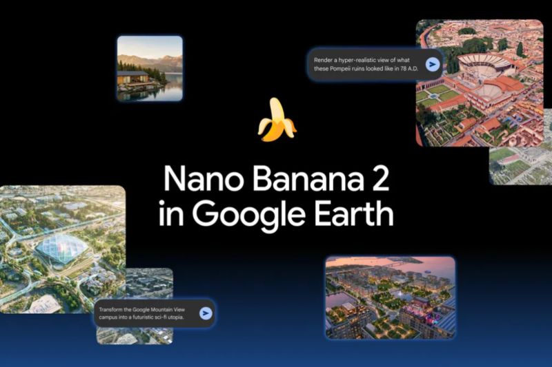 Google hadirkan Nano Banana 2 untuk  perkaya visual ke Google Earth