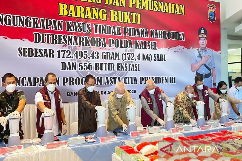 Polda Kalsel sita 172,4 kilogram sabu-sabu dalam dua bulan