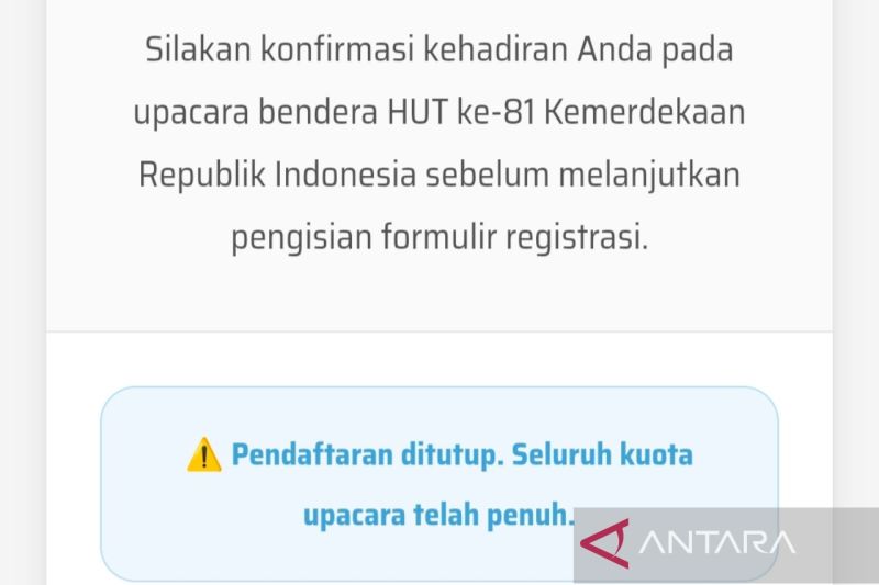 Kuota undangan upacara HUT Ke-81 RI hari pertama langsung penuh