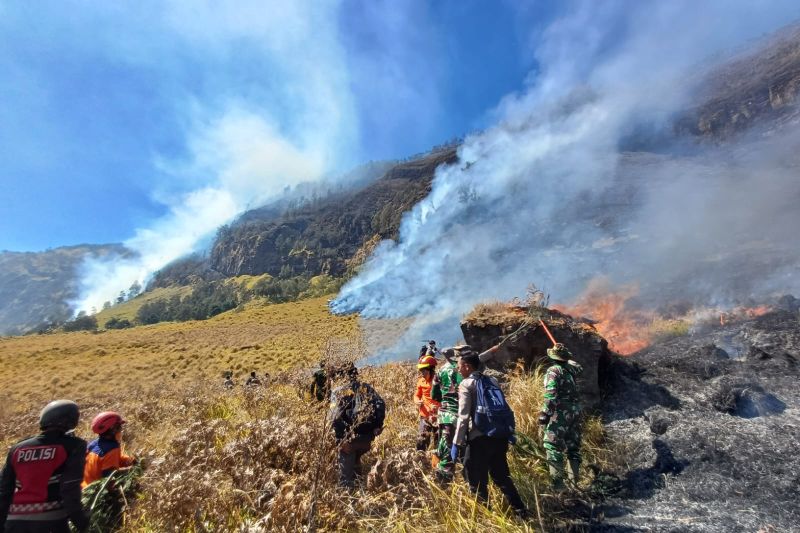 Karhutla di Gunung Bromo belum padam dengan luas lahan terbakar 10 ha