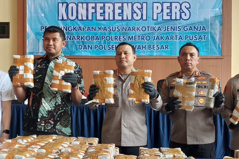 Polres Jakpus sita 132 kilogram ganja, dua DPO masih diburu