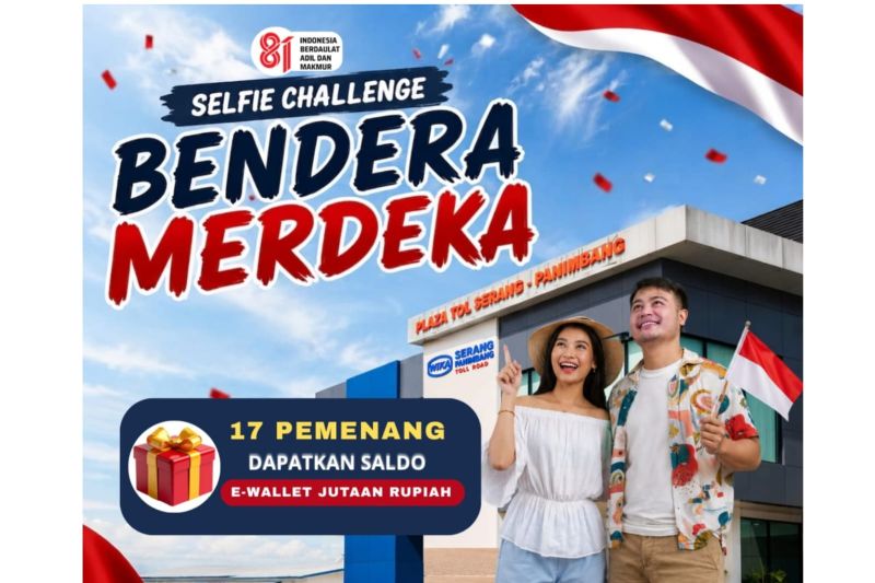 Sambut HUT Kemerdekaan RI, WIKA Serang Panimbang Ajak Pengguna Jalan Ikuti "Selfie Challenge: Bendera Merdeka di Gerbang Tol"